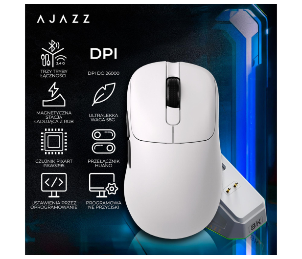 Ajazz AJ179PRO 3395-8K ze stacją dokującą biała - 1536387 - zdjęcie 14